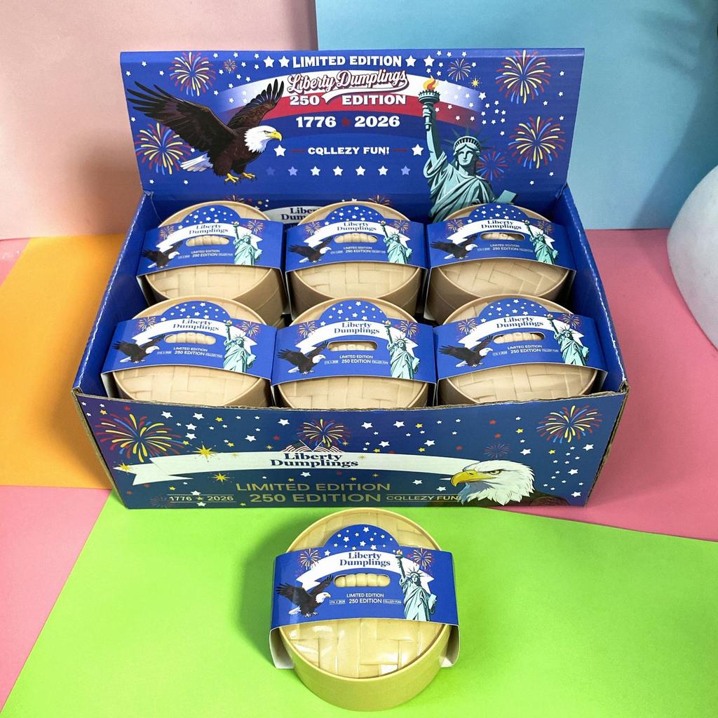 New Simulated Dumpling Squishy American Anniversary Edition Stress Balls With Steamer Reusable Rebound Squeeze Reliever Toys