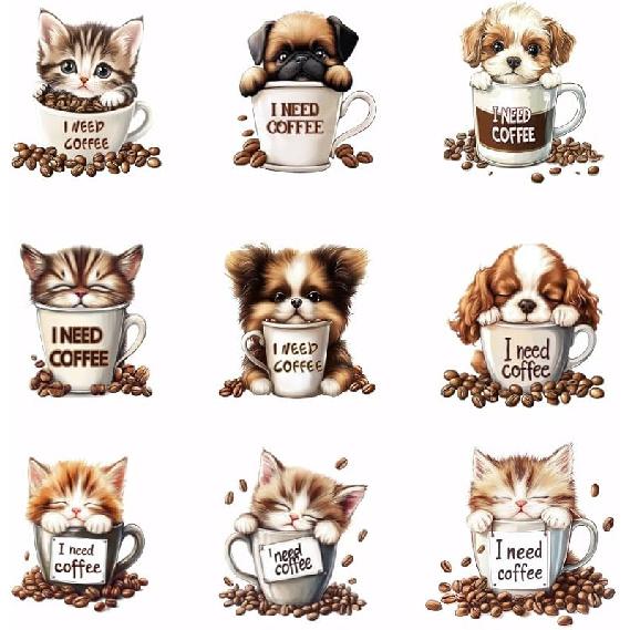 SUPERDANT 9pcs Puppy Dog Heat Transfer Stickers Cute Dog Iron On Transfers Iron On Patches Stickers Washable Heat Transfer Decals for T Shirts