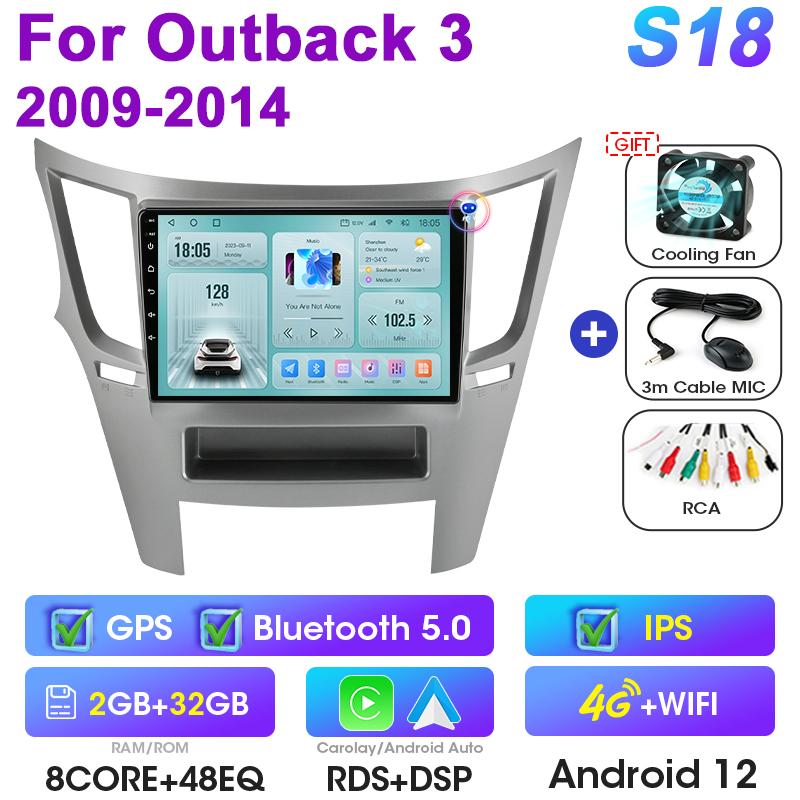 2 Din Android 12 Car Radio For Subaru Outback 3 Legacy 4 2009-2014 Multimedia Video Player Navigation GPS 4G Carplay Auto Stereo