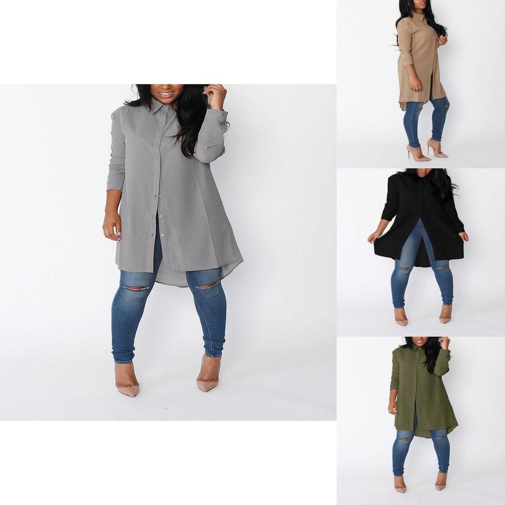 Elegant Womens Long Sleeve Shirt Casual Loose Chiffon T-shirts Tops Blouse Dress