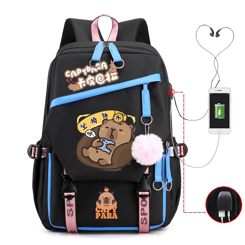 Kapibara fun peripheral printing new schoolbag cute cartoon primary and secondary school students spine backpack