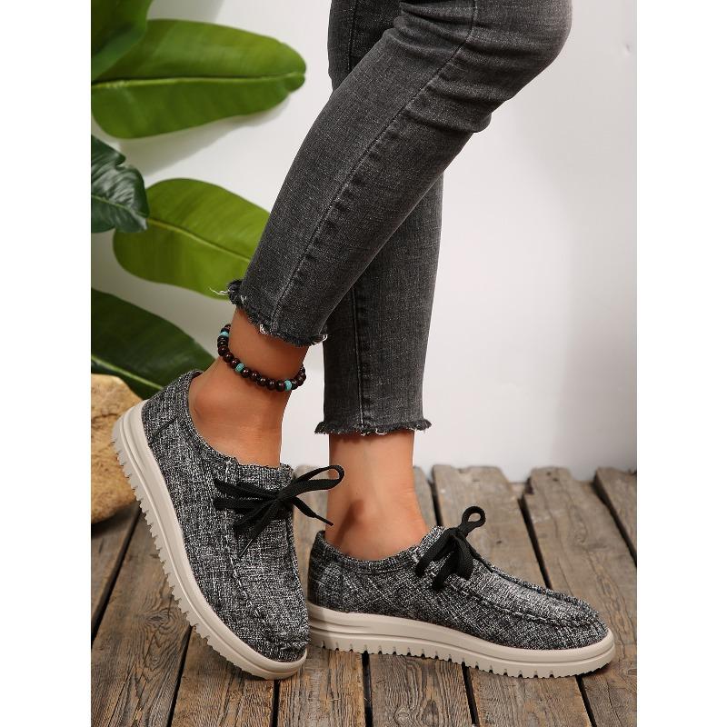 Lace-up Sneakers Women's Fall 2025 New Plus-size Platform Comfortable Canvas Shoes