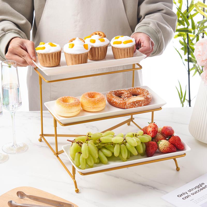 3 Tier Serving Tray Serving Stand With Serving Dishes For Dessert Table Display Set Large Platters For Entertraining