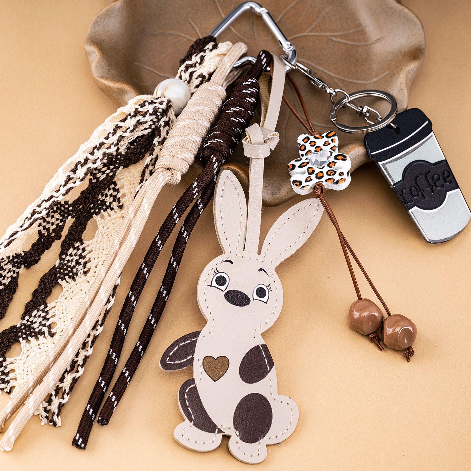 Korean Miu-Style Dachshund Puppy Leather Baseball Keychain Fashion Accessory