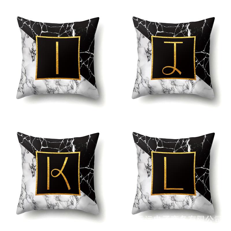 Marble Polyester Pillowcase Home Decoration Printing Pillowcase 26 English Letter Cushion Cover