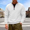 Men's Solid-color Casual Fleece Hoodie, Men's Loose Stand-up Collar Semi-zipper Casual Sport Pullover Hoodie