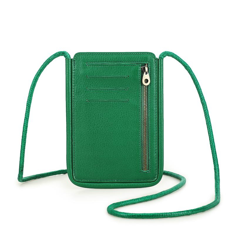 CONTACTS CONTACT'S Lederen Mini Sling Telefoontassen voor Vrouwen Kleine Schoudertassen Kaarthouders Bankbiljetzak Damestassen Portefeuilles groen