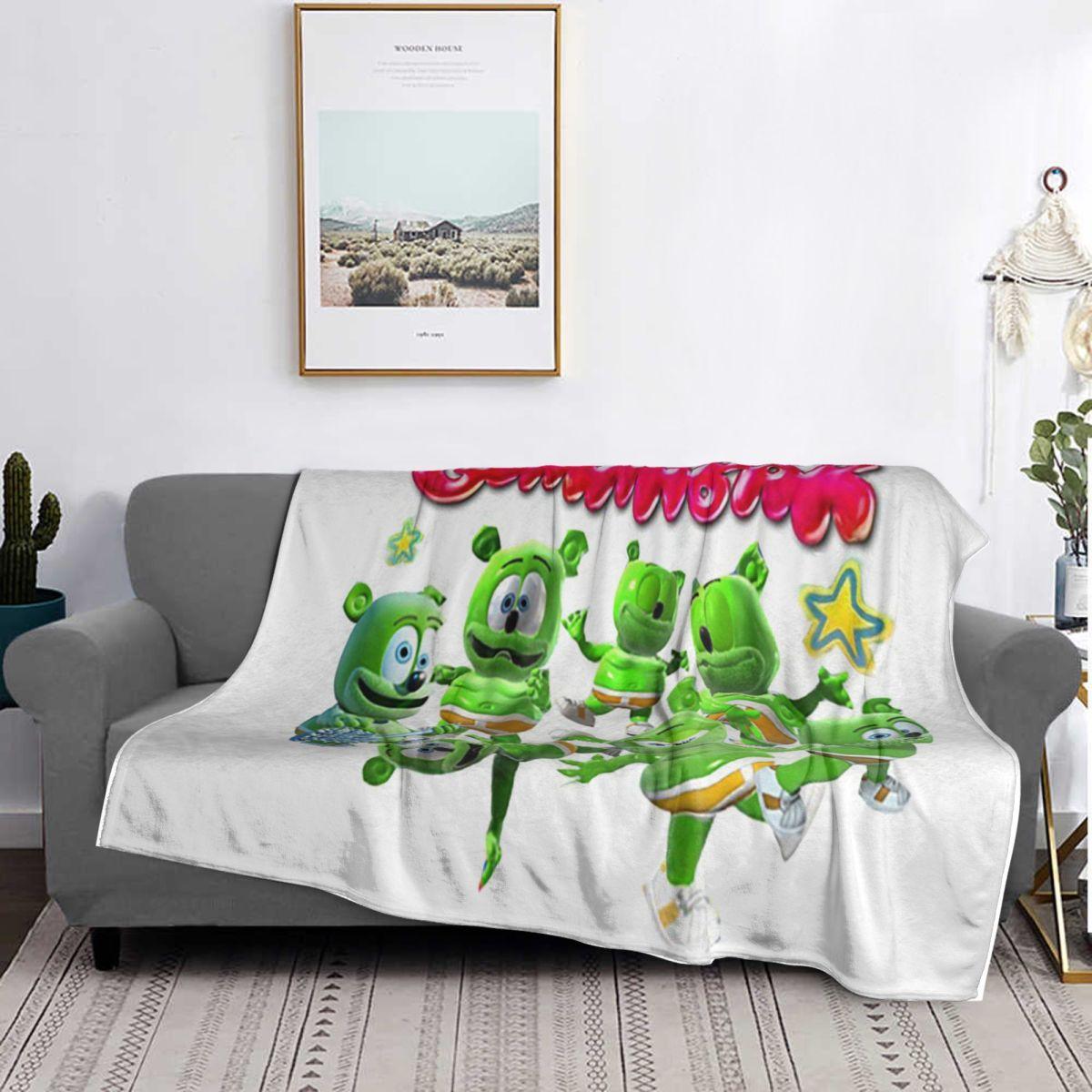Exquisite Fashion Items Unisex Gummibar (The Gummy Bear) Blanket Soft Warm Flannel Throw Blanket Bedspread For Bed Living Room Picnic Travel Home Sofa