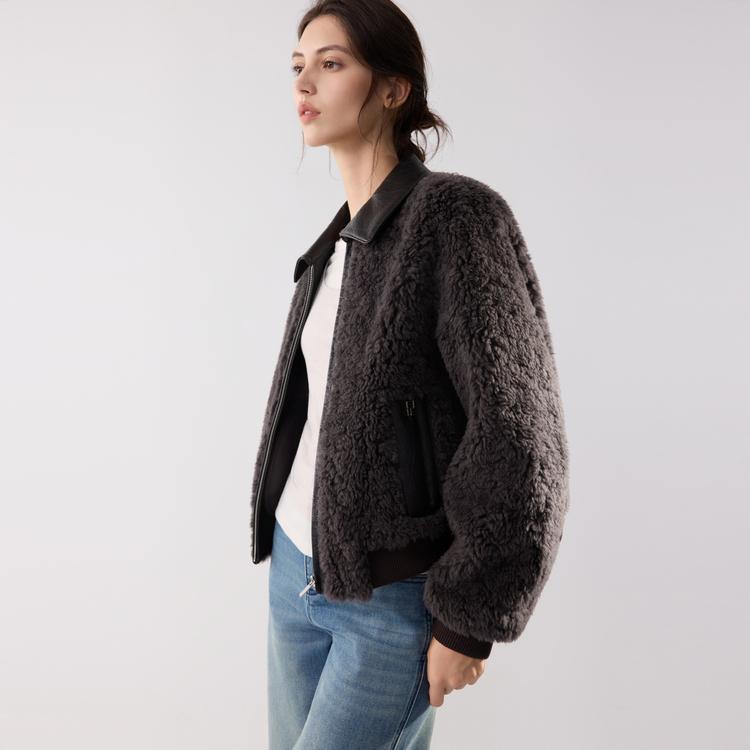 ELLE French Style High-End Spliced Fashion Design Casual Loose Versatile Long Sleeve Zipper Plush Lapel Jacket Women jackets EF53015