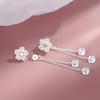 1Pair of Three-dimensional Flower Cherry Blossom Elegant Fashion Women's Earrings, Inlaid with Synthetic Zircon Pendant