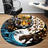 1pc Tiger YinYang Office Round Area Rug, Under Office Chairs Bedroom Living Room Home Decor, Room Deco, Available in Various Sizes