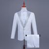 Men's Single-Breasted Rhinestone Suit Set for Banquet and Performance