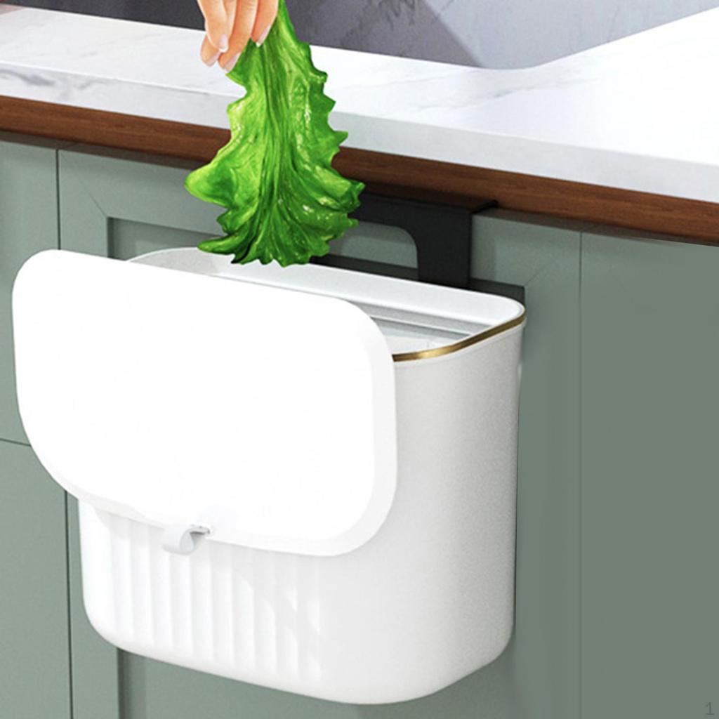 Poubelle Suspendue avec Couvercle Bac à Déchets Alimentaires Compost de Cuisine Montage Mural Déchets pour Comptoir