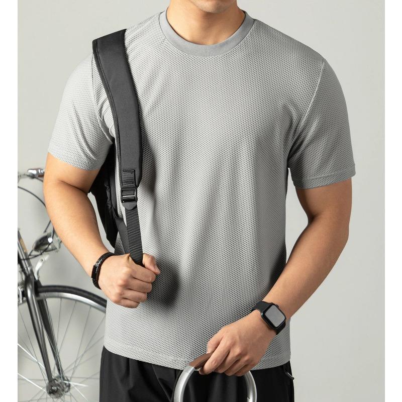 Men Breathable Mesh Quick Dry Short Sleeve Outdoor Fitness Cool Sports T Shirt