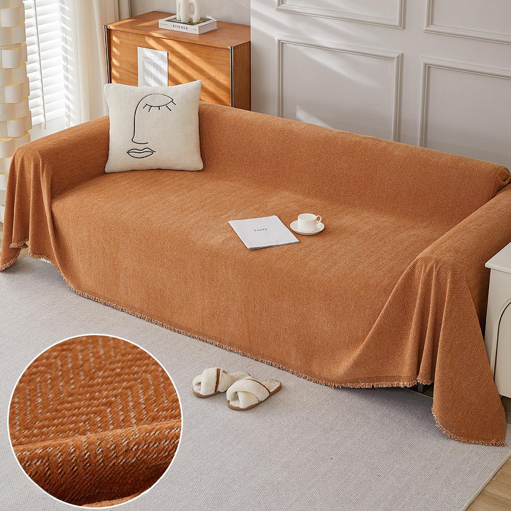Herringbone Chenille Sofa Towel Full Cover Cloth Ins Style Light Luxury High-Grade Sofa Cushion Four Seasons Universal Sofa Cover