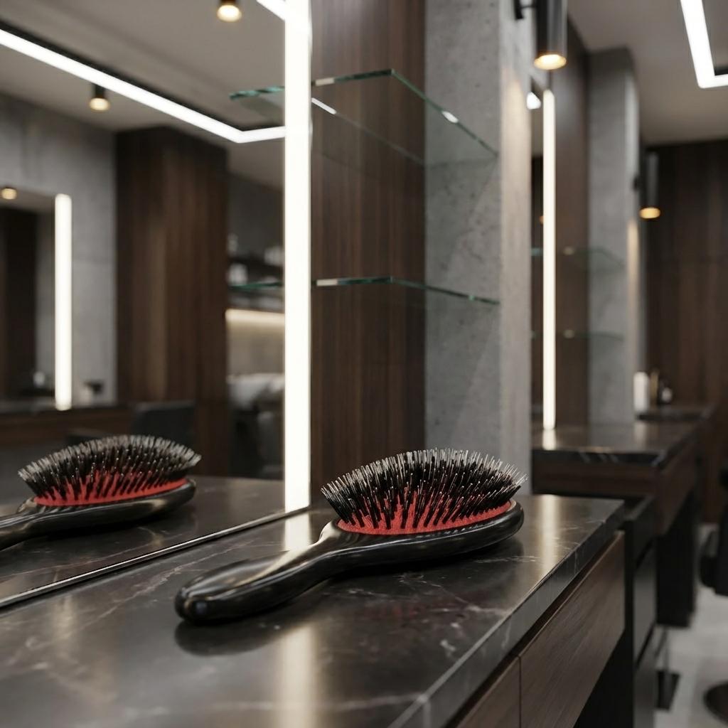 Hair brush for hair extensions with natural boar bristles L