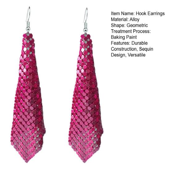 1 Pair Sequin Design Long Earrings Night Hook Earrings Geometric Club Party Women Gown Drop