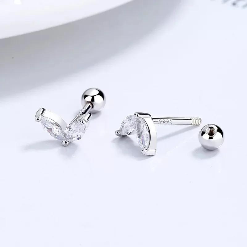 2 Paires Boucles d'Oreilles Créoles Petites Câlins en Acier Inoxydable Pour Femmes Petit Pendentif Cristal Zirconium Boucles d'Oreilles Cartilage Bijoux Piercing