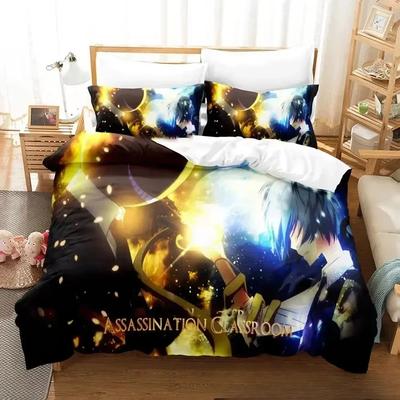 Set Biancheria da Letto 3D Anime Assassination Classroom Koro-Sensei Camera da Letto Morbido Copriletto Moderno Copripiumino Comodo Federa