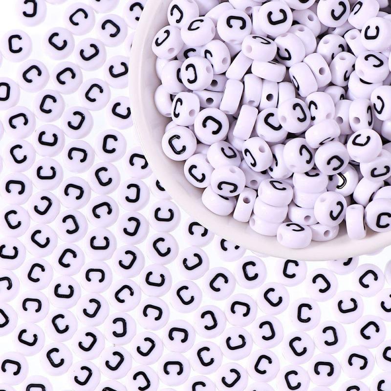 100/Bag Diy Black And White English Acrylic Letter Beads Handmade Bracelets Necklaces Beaded Accessories
