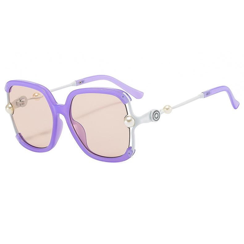 Luxury Designer Square Big Frame Sunglasses Women Fashion Vintage Pearl Oversized Sun Glasses Female Eyewear