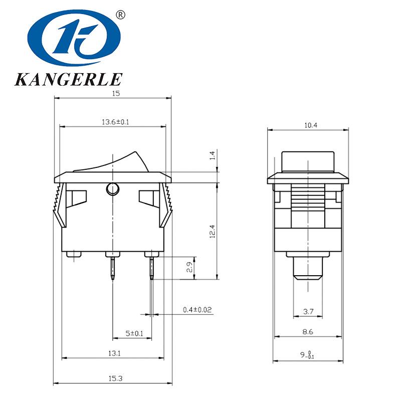 2-Position Red Rocker Switch for Home Appliances (No Light)