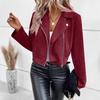 Damen S Schlank geschnittene Langarm-Polo-Halsjacke für Herbst Winter