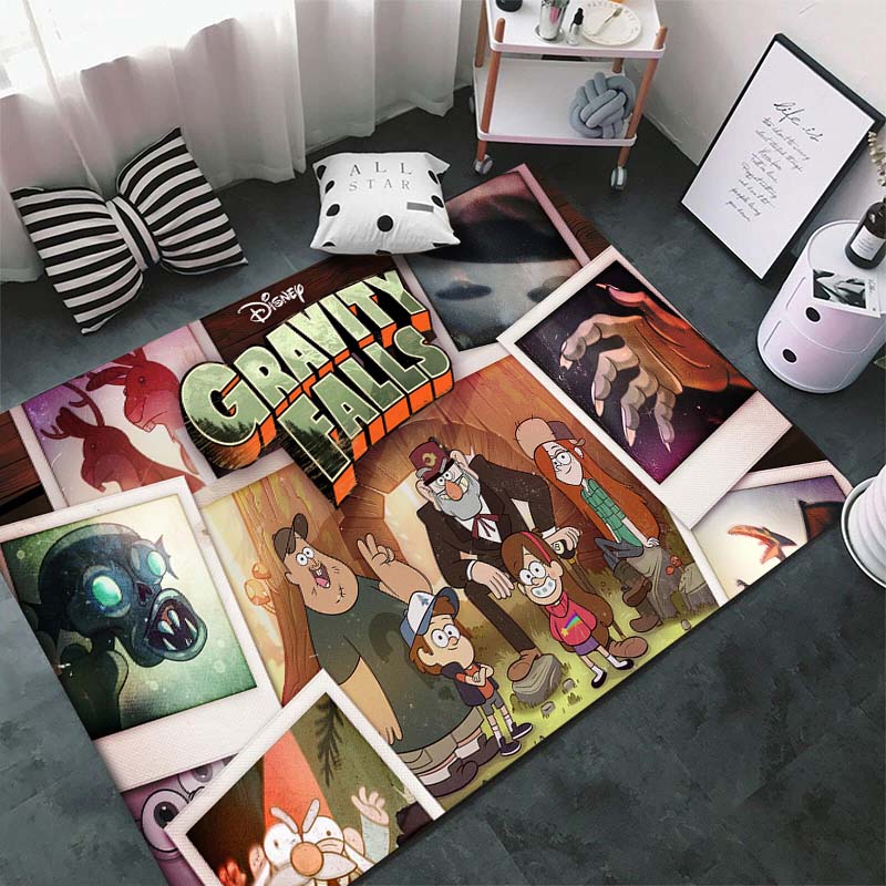 Gravity-Falls Cartoon Pattern Room Carpet Rug for Home Living Room Bedroom Sofa Decor Kids Play Area Rug Non-slip Floor Mat Gift