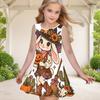 Little Girls Round Neck Sleeveless A Line Flared Dress Halloween Cartoon Lamb Printed