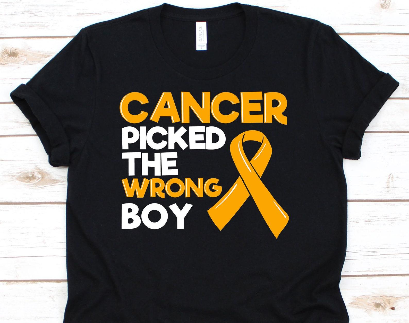 Cancer Picked The Wrong Boy Shirt, Childhood Cancer Ribbon Awareness Support Tee For Children, Kids Cancer Shirt, Fight Like A Kid Gift 3XL