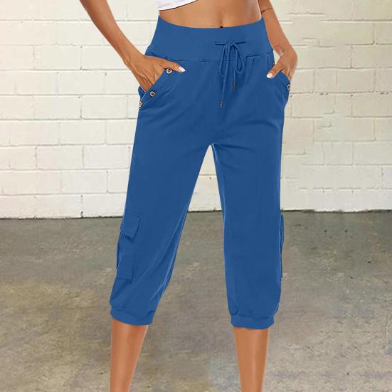 

Укороченные брюки с завязками на талии и карманами, однотонные широкие брюки-карго 3XL арбуз красный