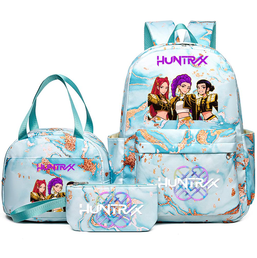 3Pcs/set Cartoon Kpop Printed Backpack with Handbag Pencil Case for Teenager Student Girl Boy Bookbag Schoolbag Women Large Capacity Travel Bag