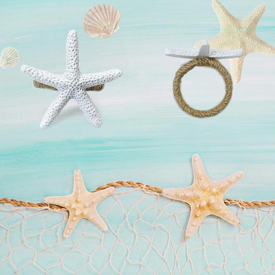 6 Pcs Napkin Rings Starfish Shape Reusable Ocean Theme Weddings Dinners Banquets Nautical Party Decoration Napkin Holders