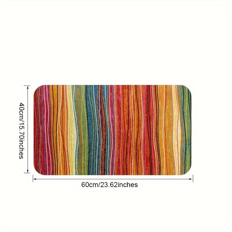 Non-Slip Floor Mat with Colorful Stripes Large Area Rug Waterproof Rug for Living Room Bedroom Kitchen Outdoor Decor Carpet