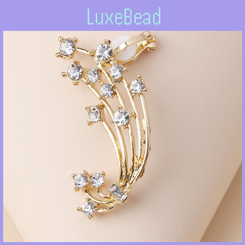 Gold Fashion Tone Flower Earrings With Rhinestone For Wedding Celebration Or