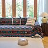Boho Retro Sofa Cover Cotton and Linen Cloth Anti-Slip and Anti-Dirty All-Season Scratch-Proof One-Piece Sofa Covers Blanket