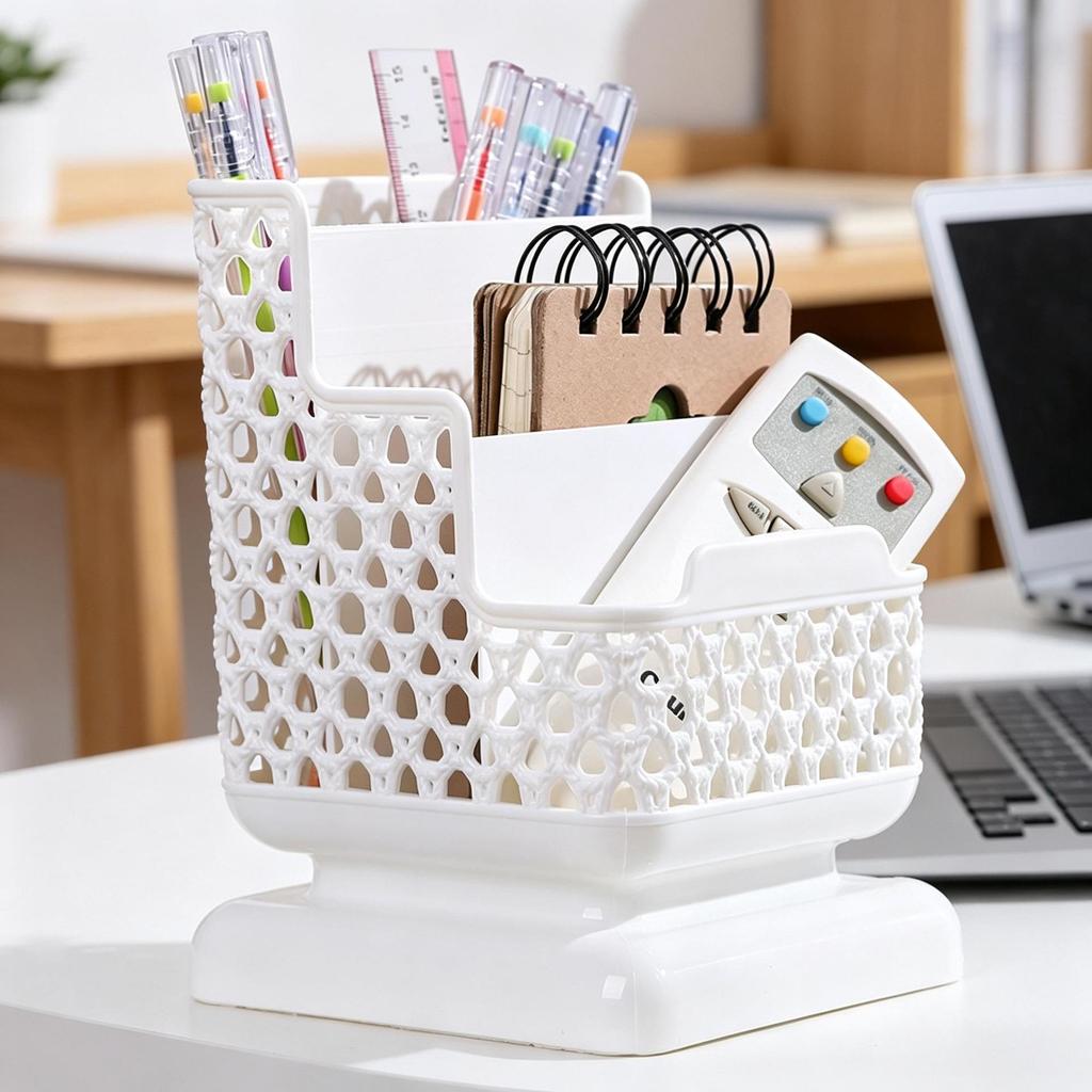 Three-Layer Desktop Pen & Cosmetic Storage Box with Phone Holder