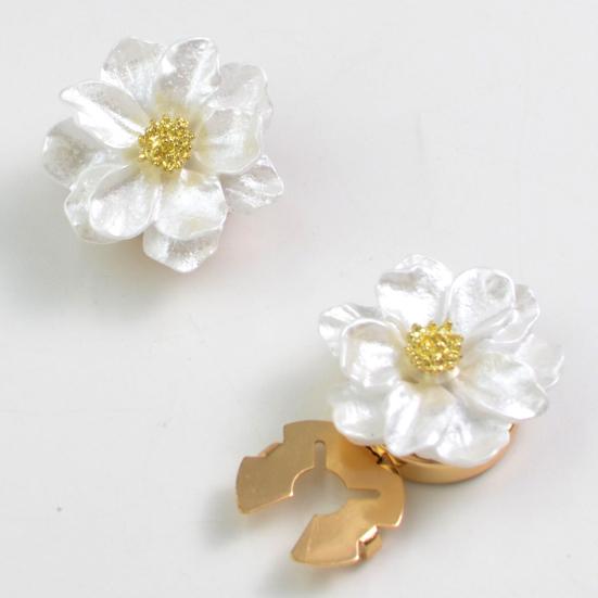 Button Cuff Pearly Luster Gardenia Flower Shape Easy Installation Button Cover Decorative Shirt