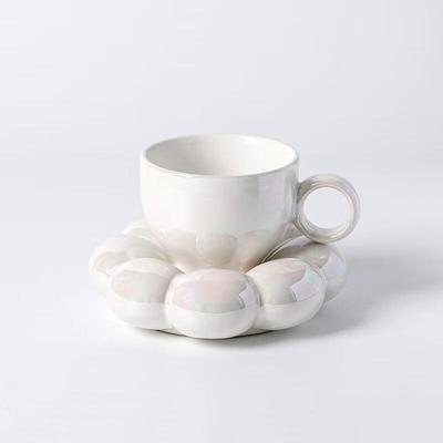 Shangqi Posrebrzany Biały Obłok Ceramiczny Zestaw Filiżanki i Spodka do Kawy