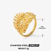 Elegant 18K Gold-Plated Geometric Stainless Steel Ring with Natural Stone, Adjustable for Women
