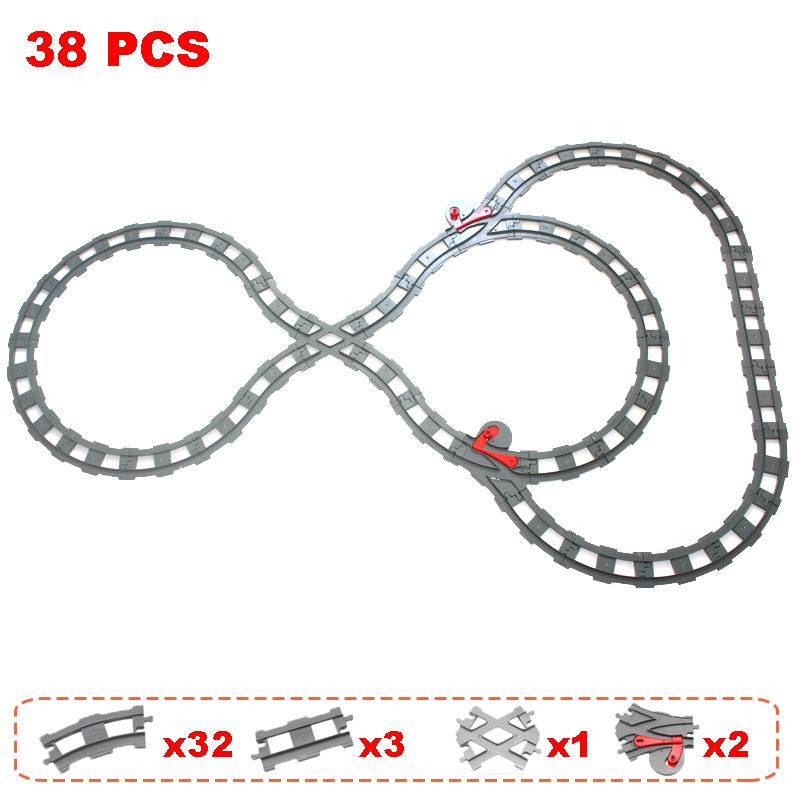 Non-Toxic Rail Transport Big Size Building Blocks Creative Track Accessories Assemble Toys For Children Bricks Compatible City Train Set