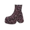 Punk Style Platform Women Ankle Boots Fashion Leopard Short Booties Vintage Thick Heels Ladies Shoes