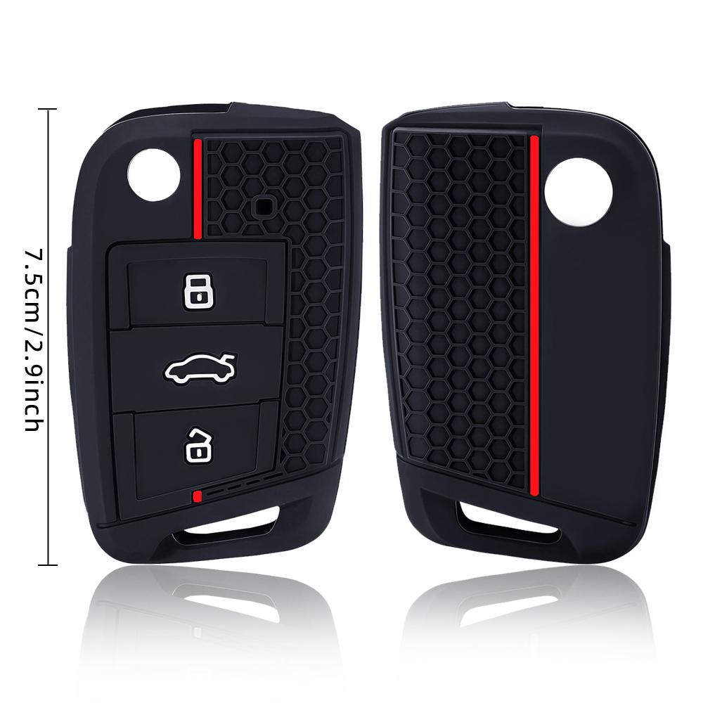 Silicone Car Key Case Cover For Volkswagen Vw Golf 7 Mk7 Tiguan Mk2 For Skoda Octavia 3 A7 Kodiaq - Seat