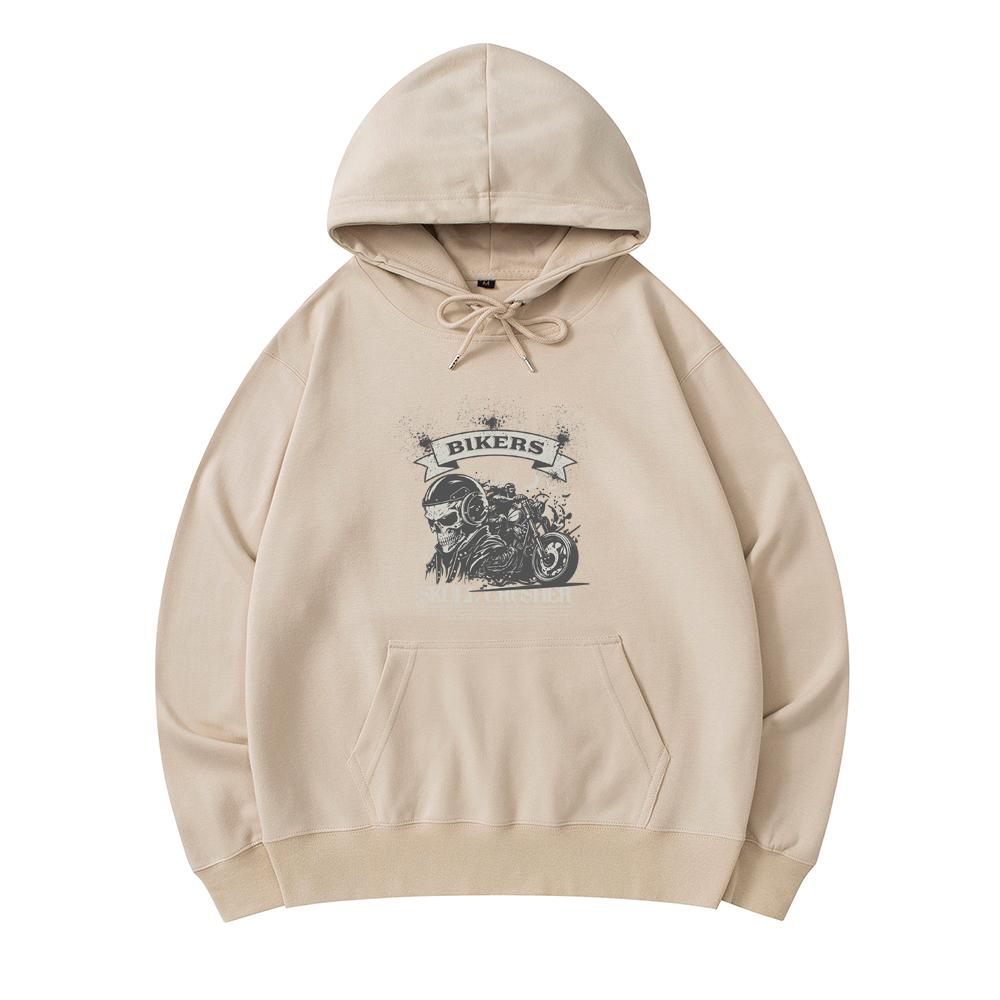 

300 GSM Men s Cotton Hoodies Skull Bikers Print Premium Cotton Sweatshirt XS армия зеленый