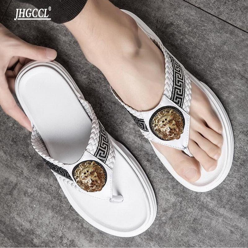 Brand Men's Slippers Casual black and White shoes My n Designer slippers Sandals Soft soled women's slippers T5