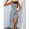 Summer New Printed Maxi Dress, Sleeveless Spaghetti Strap Elastic High Waist Long Sundress, Leisure Casual Dress for Women