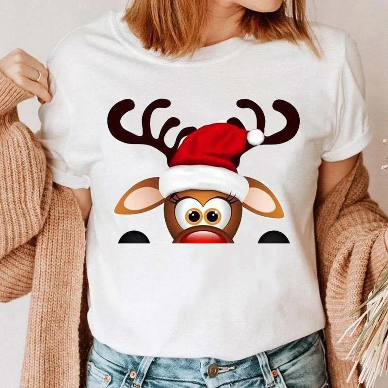 1PC Christmas Snowman Tshirt New Year Christmas Tree Tshirt 2025 Printed Tshirt Womens Shirt Clothing Tshirt