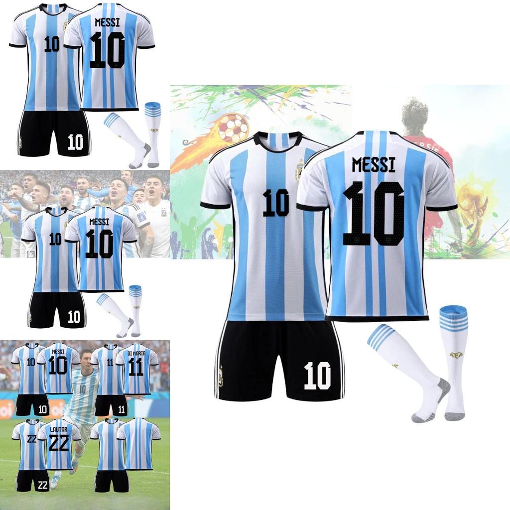 Wysokiej jakości sportowe skarpety unisex z mieszanki bawełny dla dzieci Trzy gwiazdki 2022 Argentyna edycja domowa Wzór z numerem 10