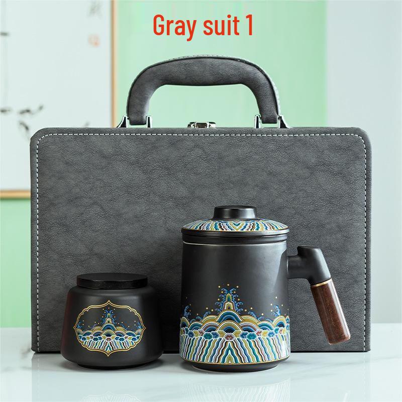 Qianxing Ceramic Tea Mug with Lid and Infuser Set