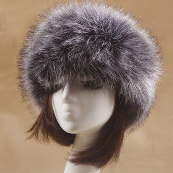 Women Hat Solid Color Faux Fur Headwear Brimless Empty Top Hat for Skiing